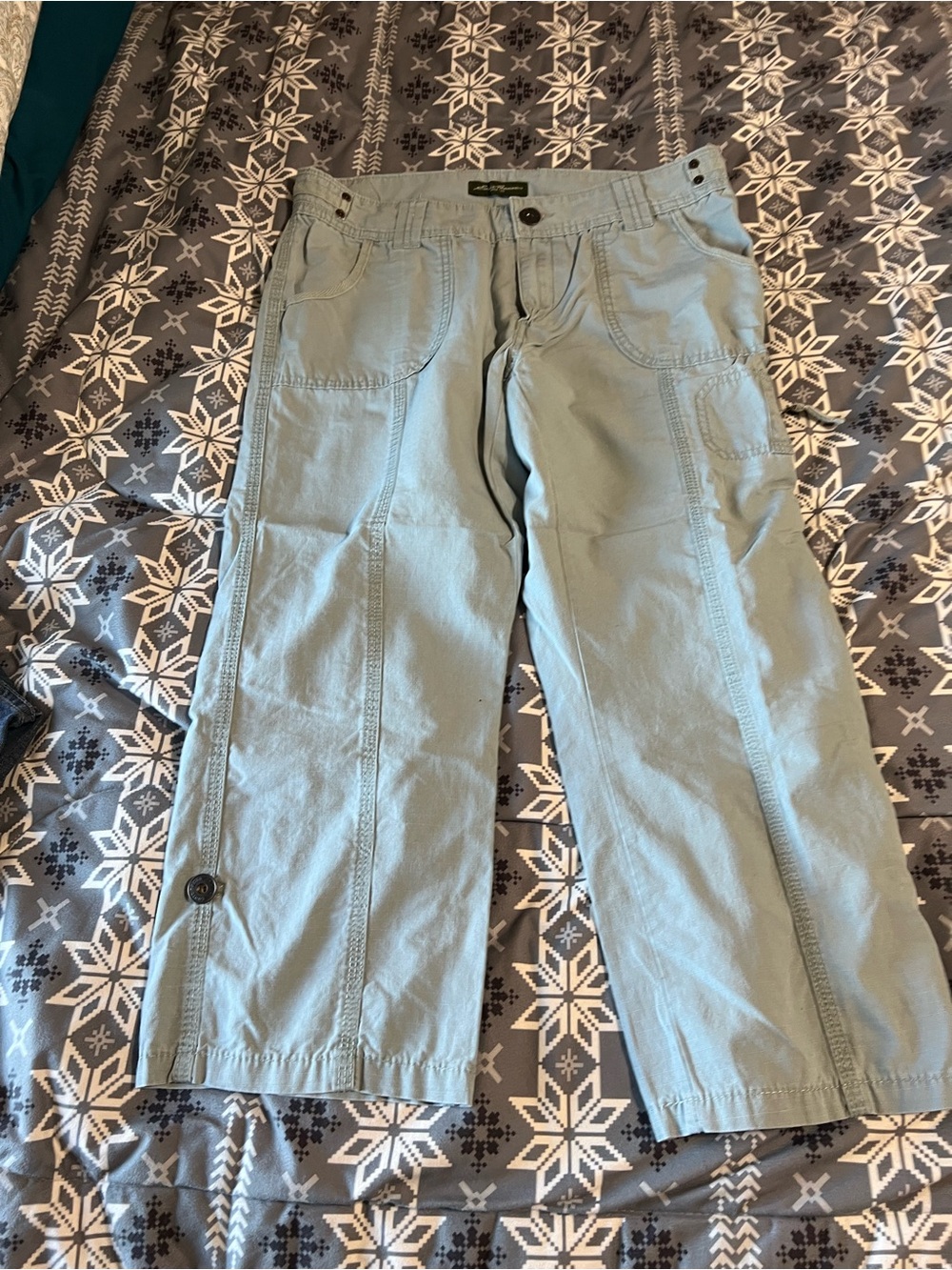 Eddie Bauer Light Blue Women's Cargo Crop Pants